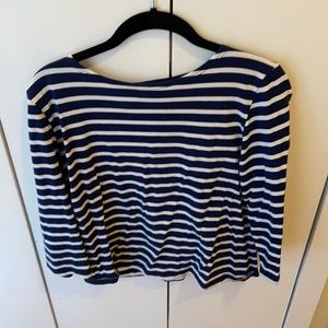 3/4 Navy/ White striped cotton shirt